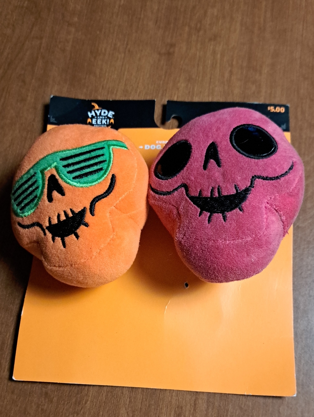 Plush Skull Dog Toy Set - Orange & Pink BUNDLE ONLY